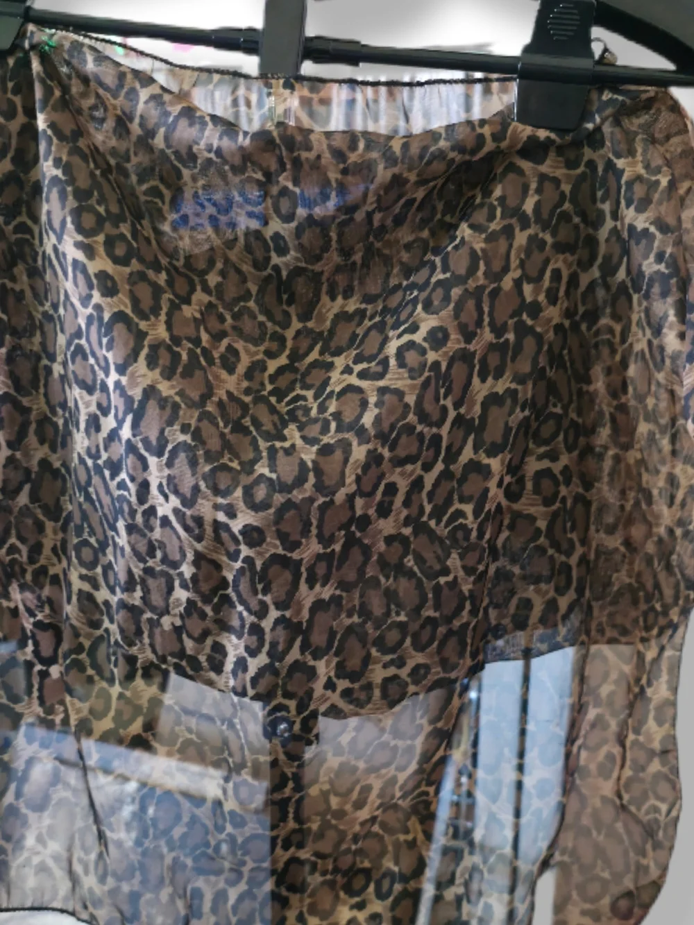 Leopard Print Sheer Scarf Wrap - Brown Mob Wife